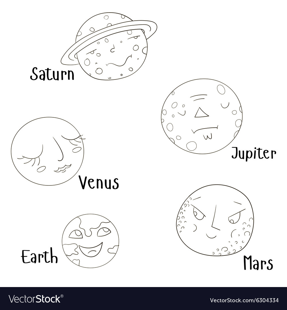 Coloring book for children planets royalty free vector image