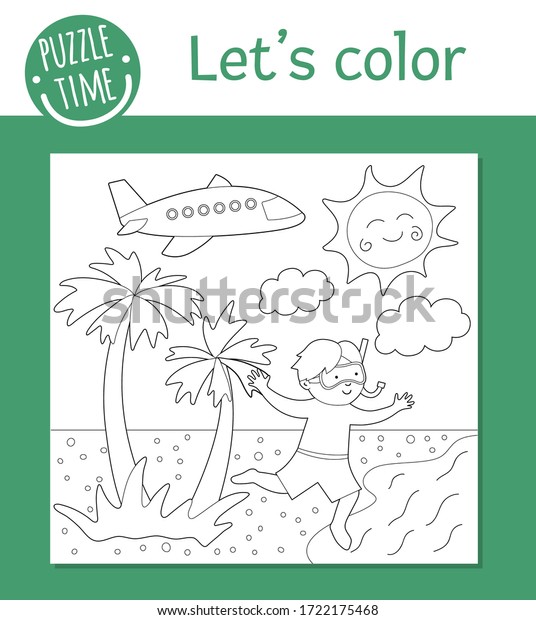 Summer coloring page children cute funny stock vector royalty free
