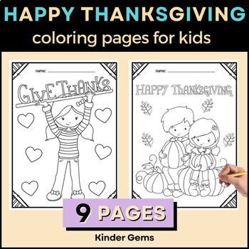 Thanksgiving coloring pages for preschool and kindergarten by kinder gems store