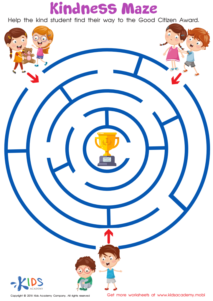 Kindness maze worksheet for kids