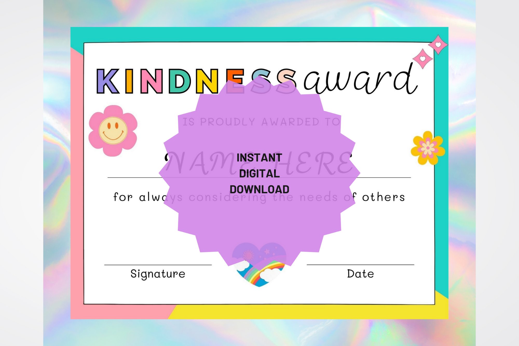 Editable cute kids kindness award certificate template pdf