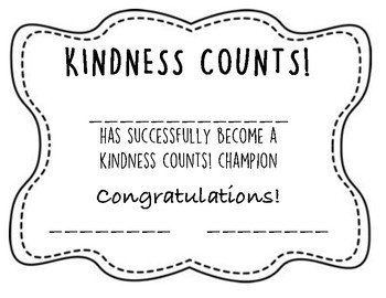 Kindness award certificate tpt