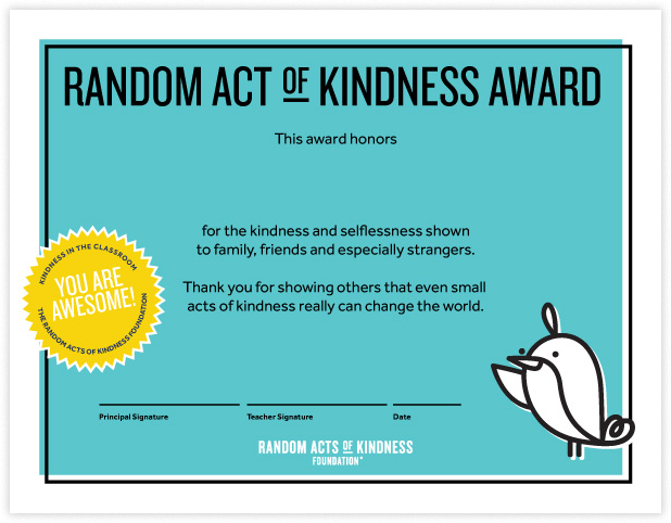 The random acts of kindness foundation kindness printables