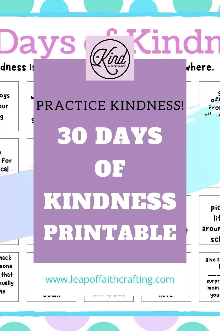 Acts of kindness for kids with free printable kindness calendar