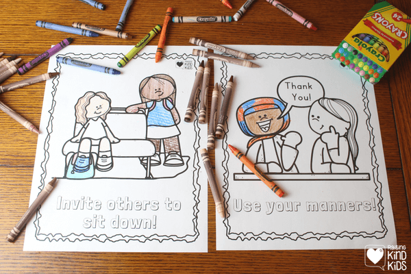 Coloring sheets for kids showcasing act of kindness