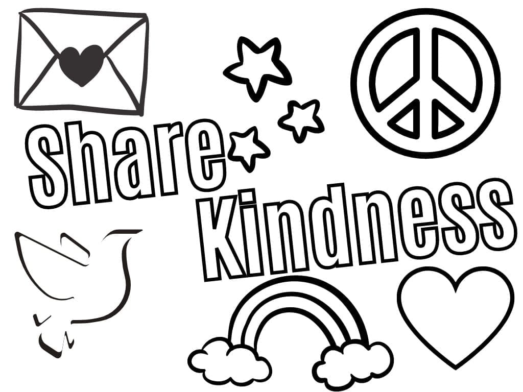 Share kindness coloring page