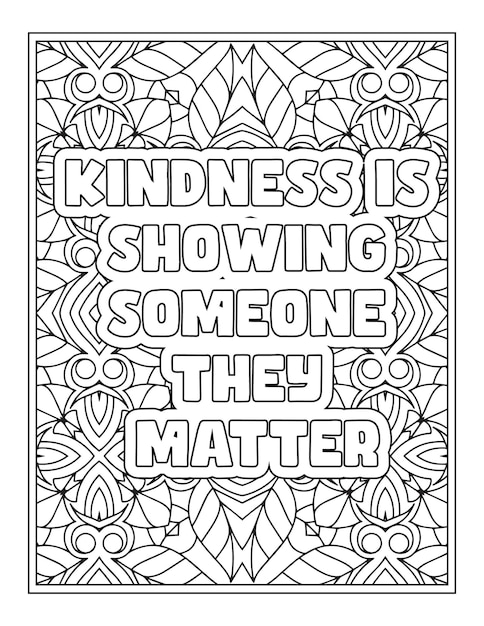 Premium vector kindness quotes coloring page