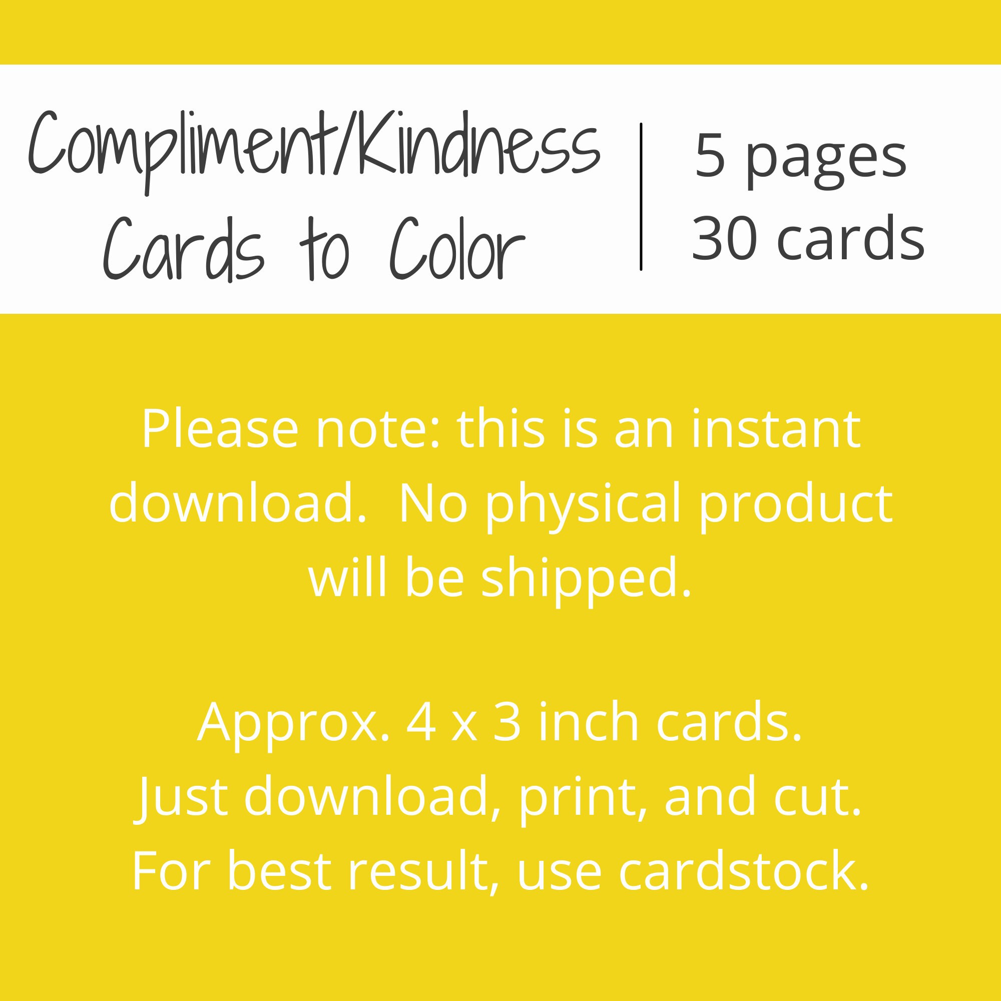 Pliment cards kindness cards to color printable positivity cards kindness cards for kids coloring cards friendship cards