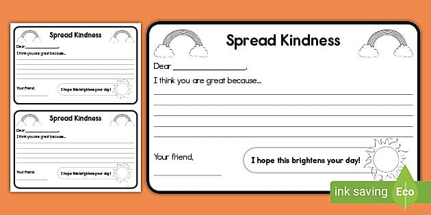 Kindness cards printable activity for kids usa