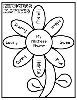 Kindness flower coloring page freebie by kearsons classroom tpt