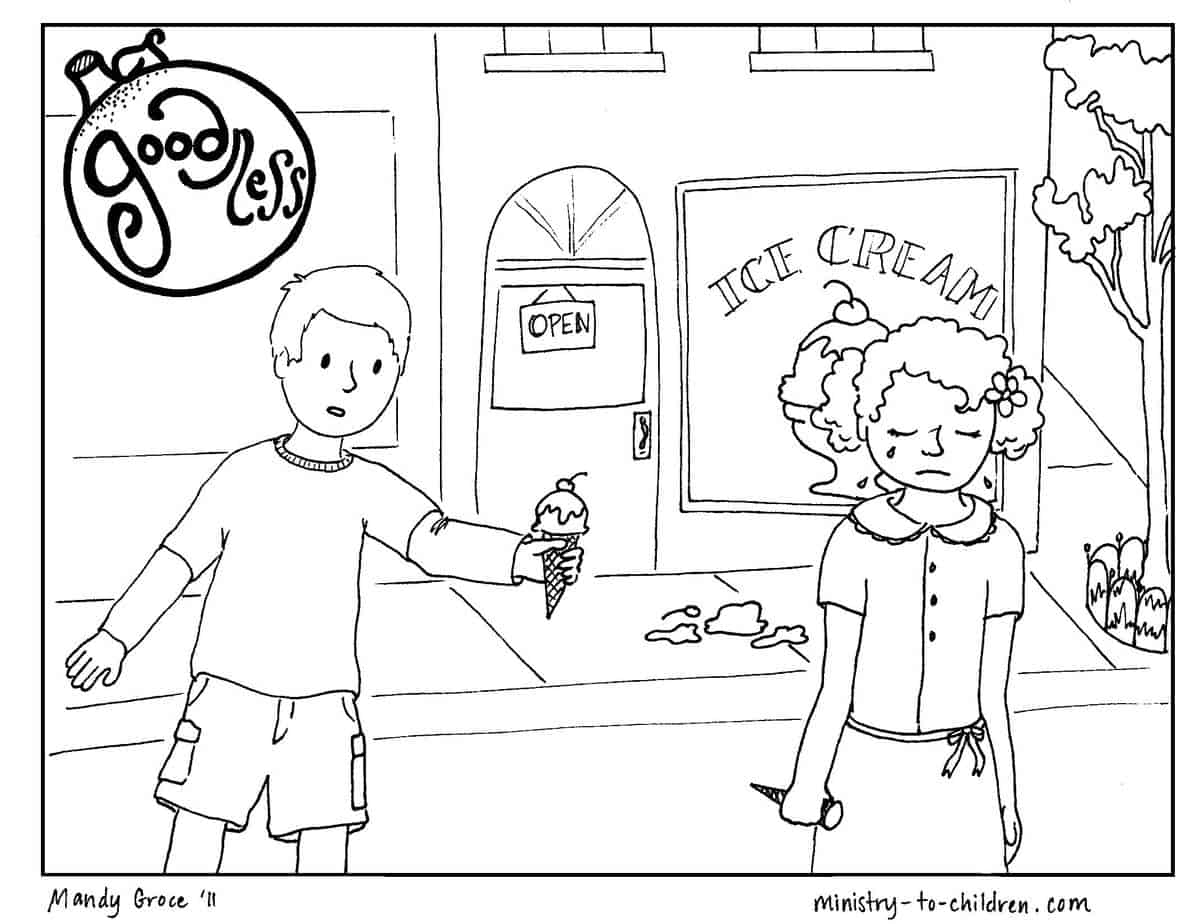 Printable coloring page about goodness for kids