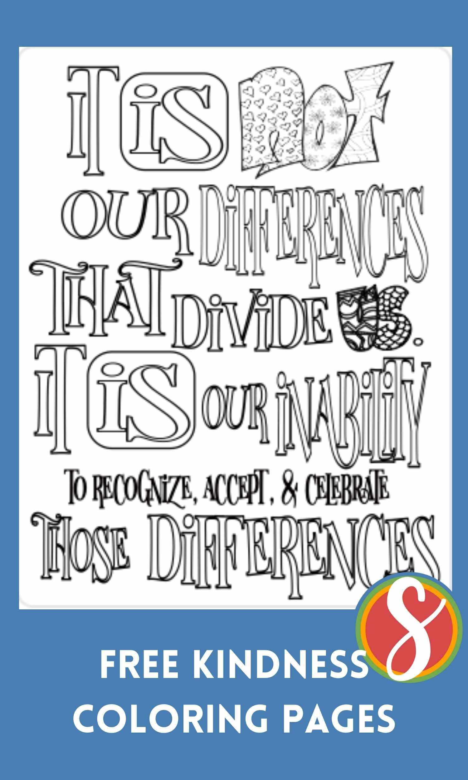 Free kindness coloring pages â stevie doodles