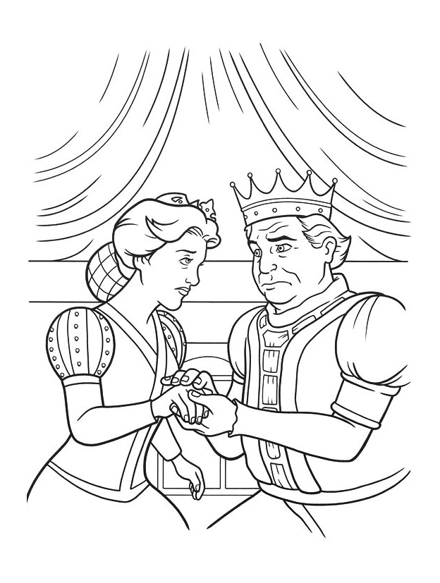 King and queen of shrek coloring pages to download