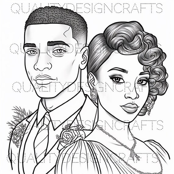 Coloring pages black king and queen love magic melanin black png fashion african american clipart png planner tshirt tumbler sublimation