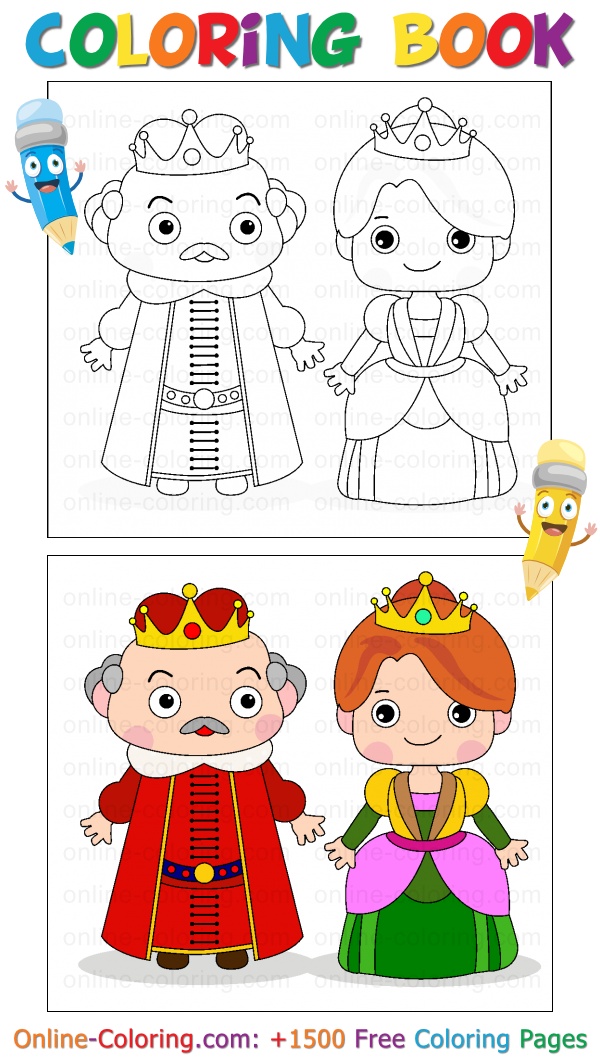 The king and the queen free online coloring page