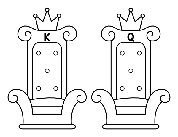 Printable king and queen thrones coloring page