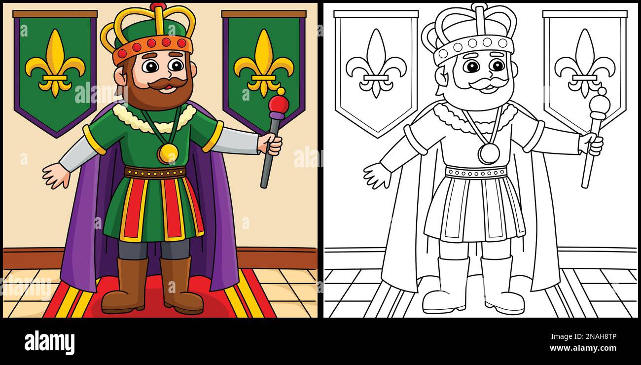 Mardi gras crown king coloring page illustration stock vector image art