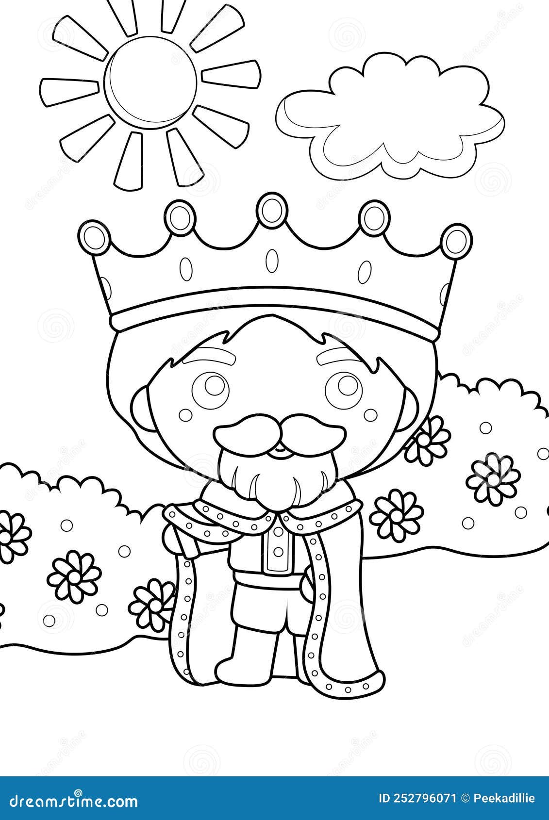 Castle and the king coloring for kids and adult stock illustration