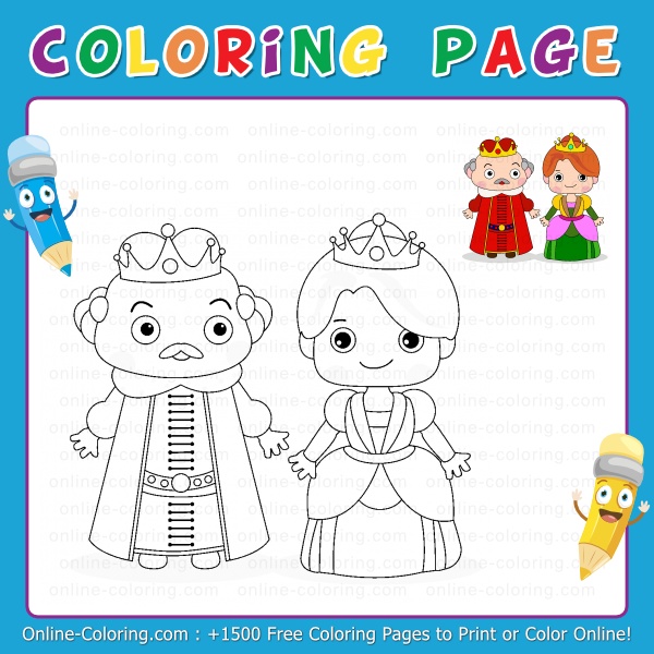 The king and the queen free online coloring page