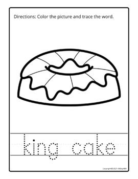 Mardi gras word tracing pages