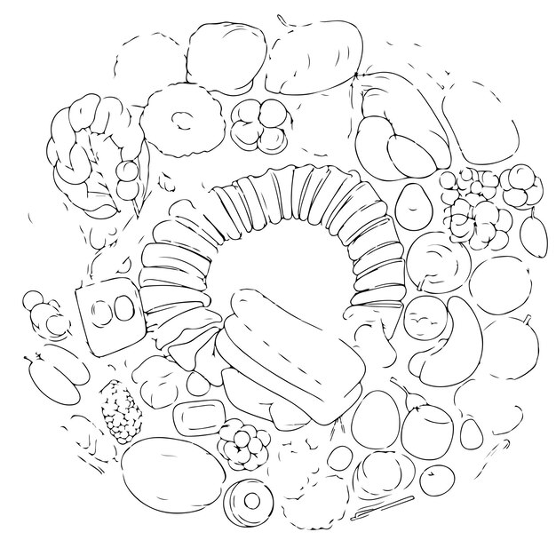 Premium vector coloring page line drawing food day