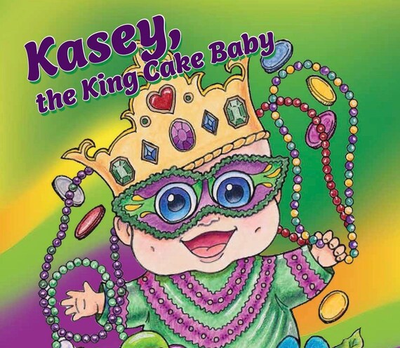 Mardi gras king cake baby paper doll coloring book