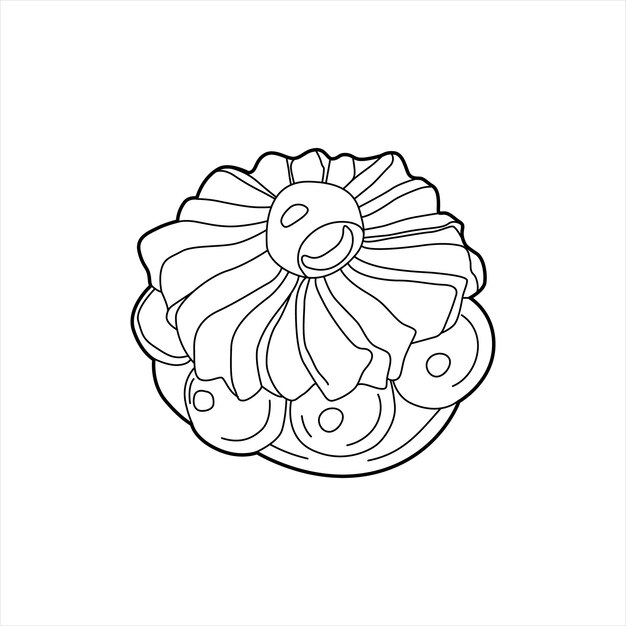 Premium vector coloring book cake meringue tasty doodle food vector illustration