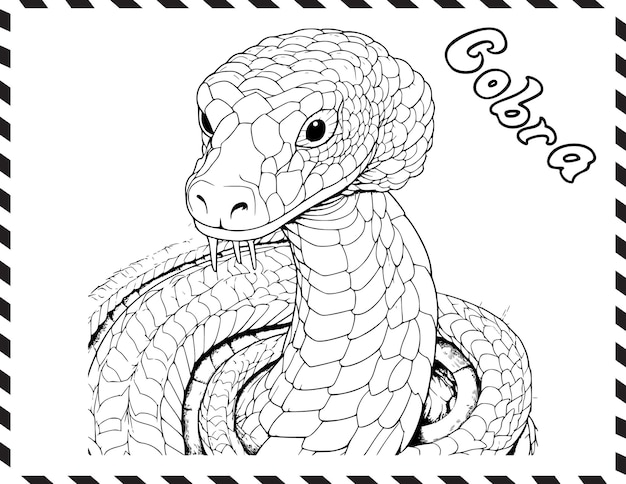 Premium vector cobra coloring page for kids