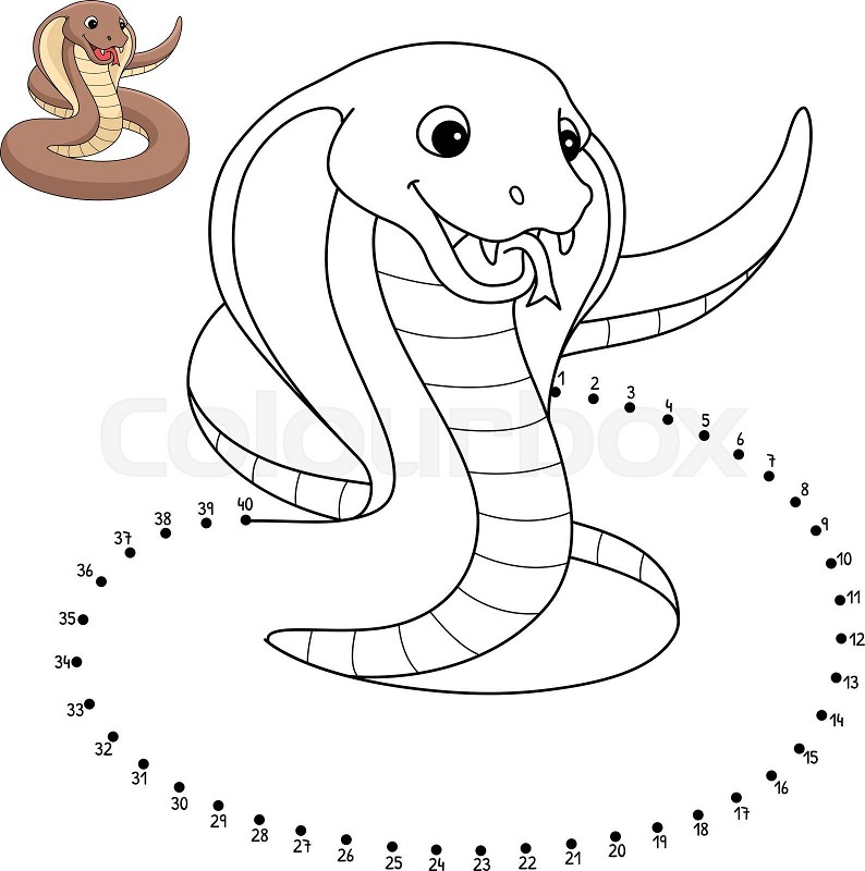Dot to dot cobra isolated coloring page for kids stock vector