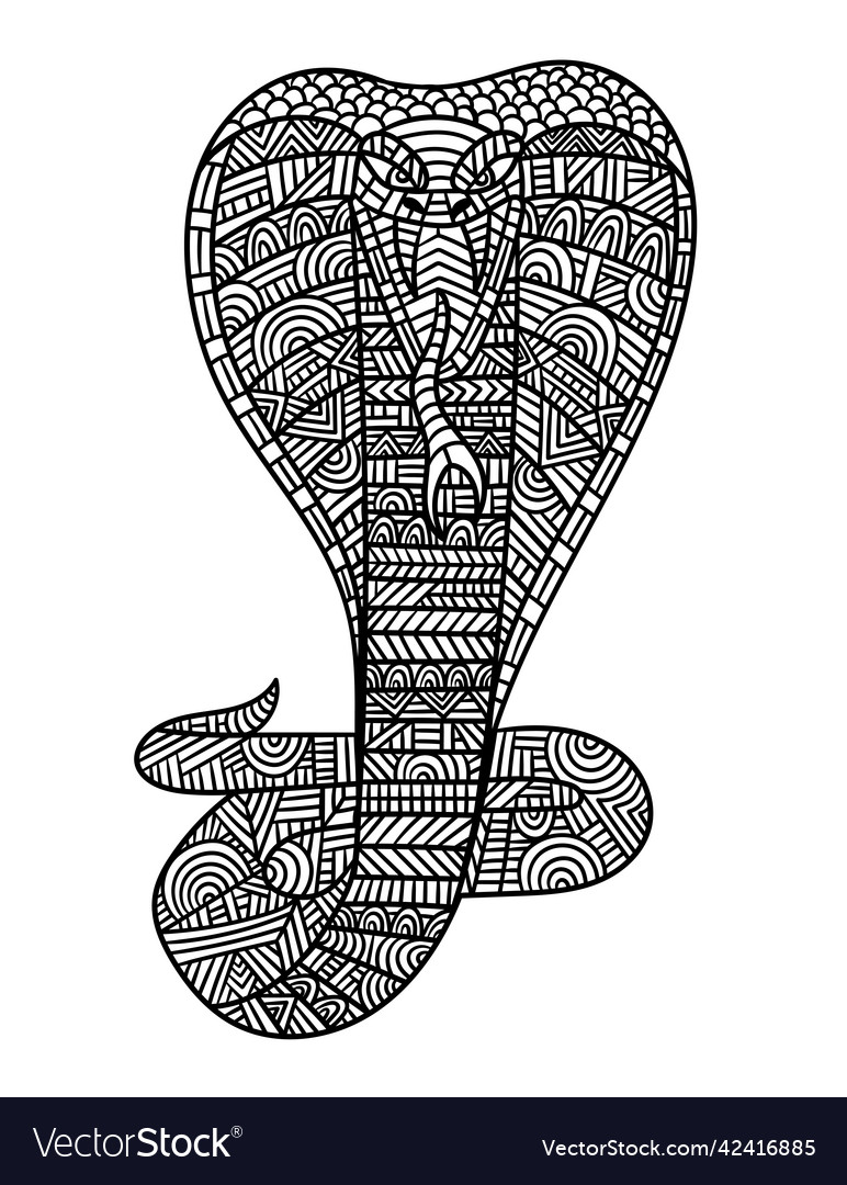 King cobra mandala coloring pages for adults vector image