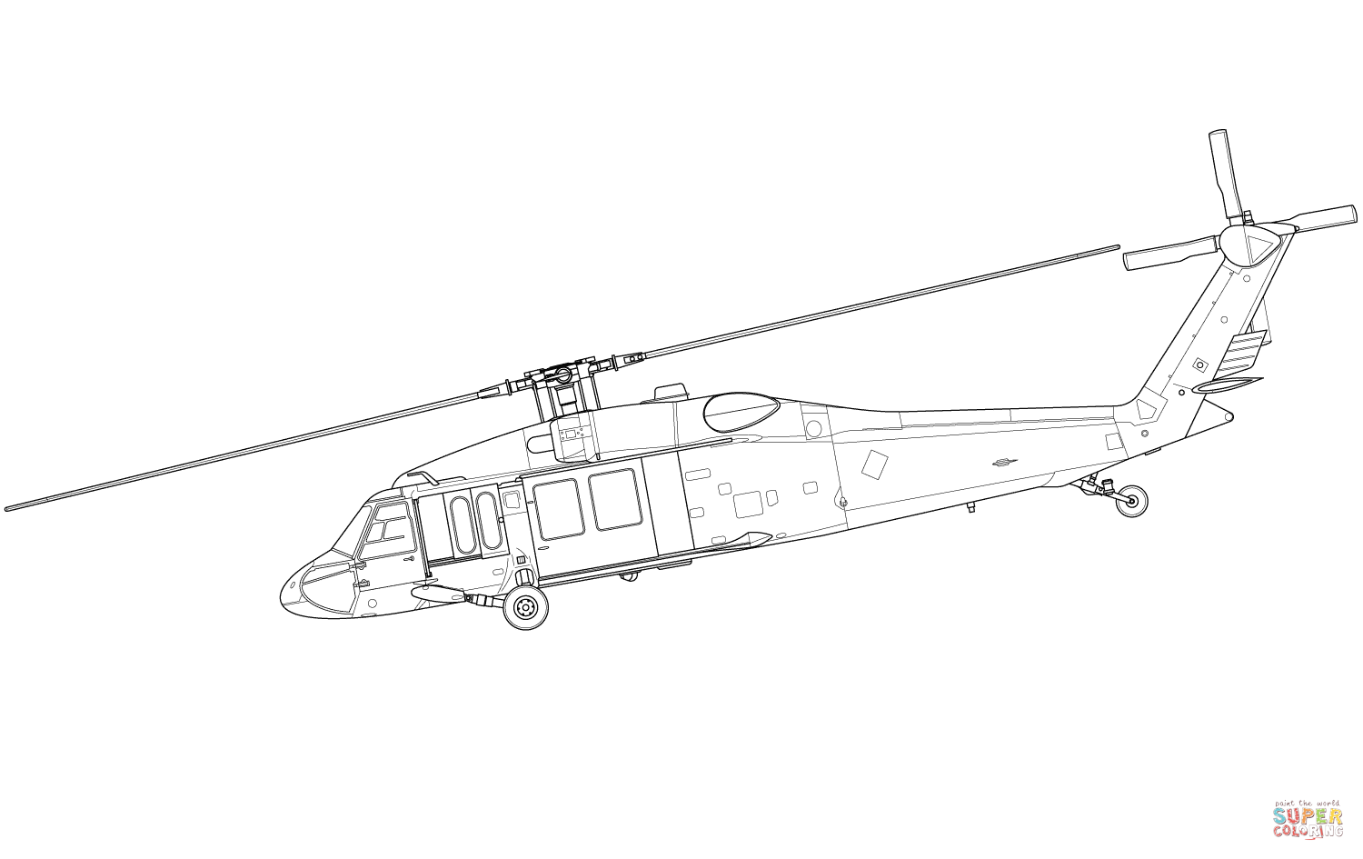Black hawk helicopter coloring page free printable coloring pages