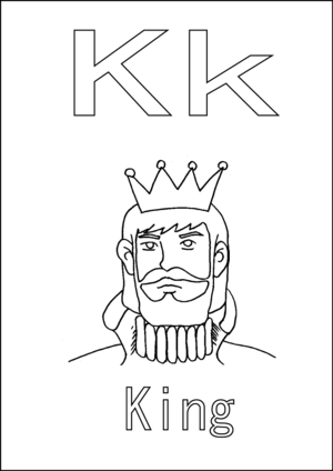 K is for king coloring page