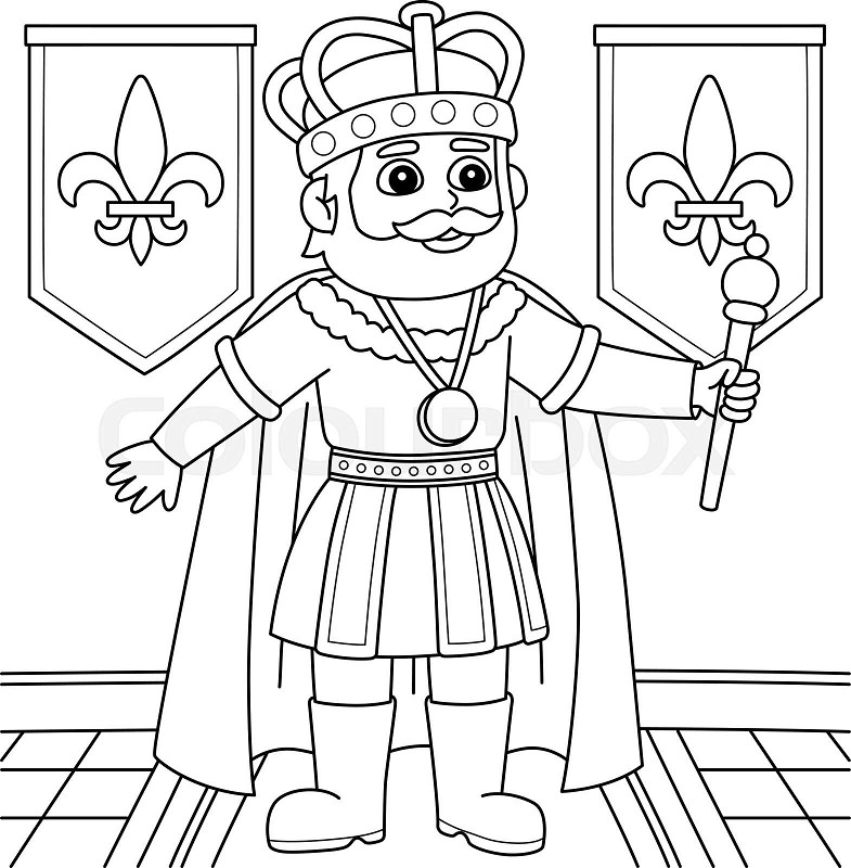 Mardi gras crown king coloring page for kids stock vector