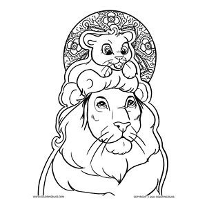 Lion dad with cub