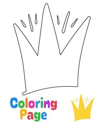 Premium vector coloring page with crown for kids
