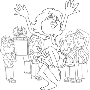 King david leaps and celebrates coloring page