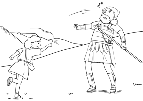 David sling a stone and strucks goliath on the forehead coloring page free printable coloring pages