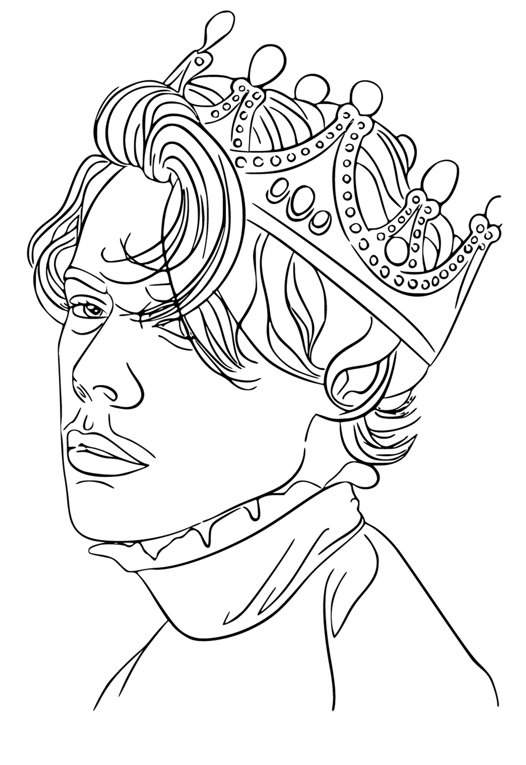 Free printable harry styles king coloring page for adults and kids