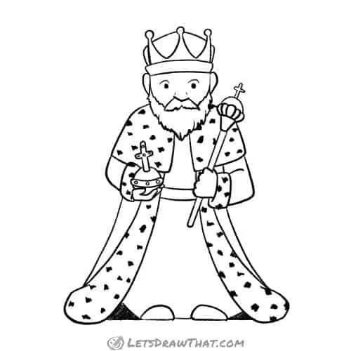How to draw a king with all the royal symbols