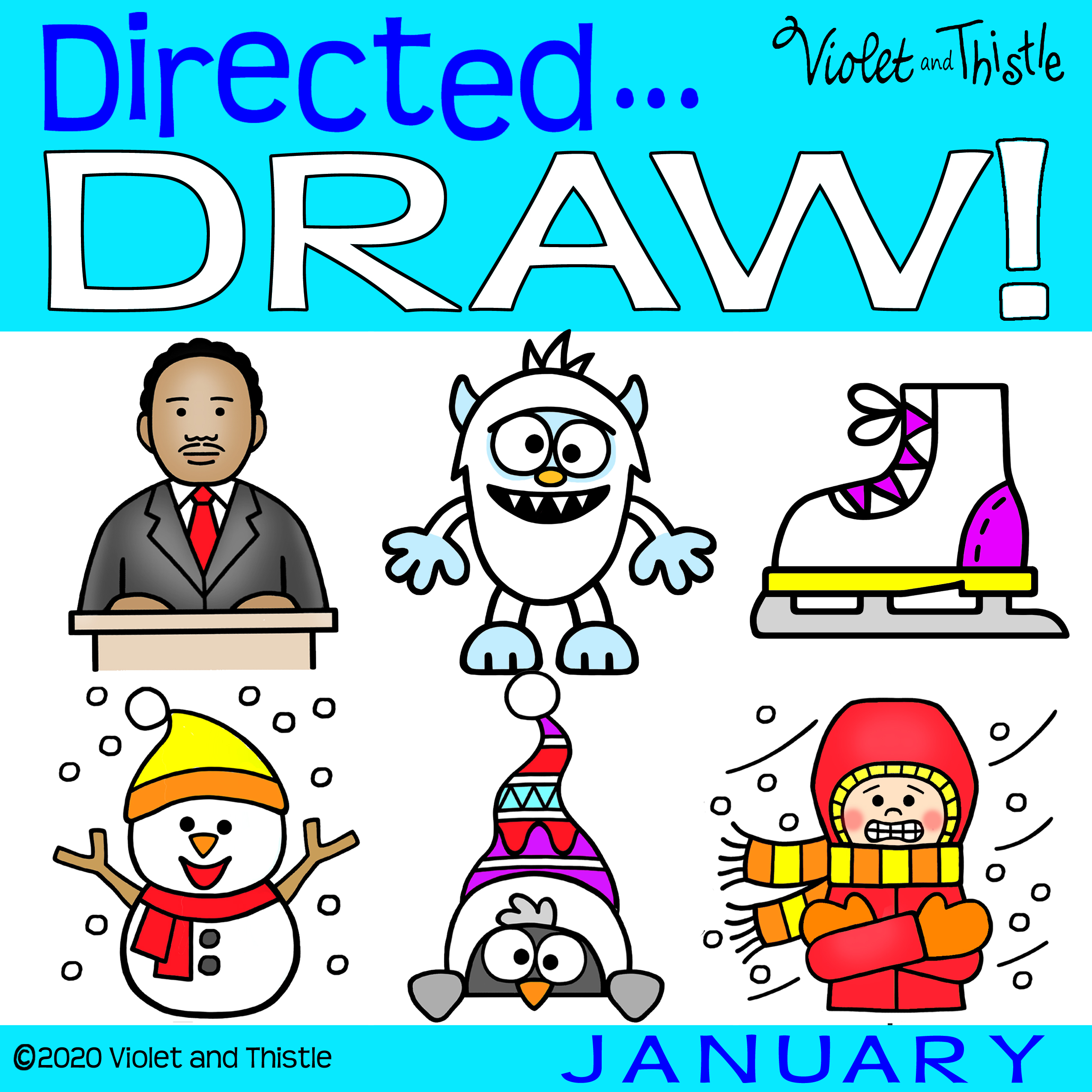 Directed drawing winter martin luther king jr january new year learn how to draw step by step guides made by teachers
