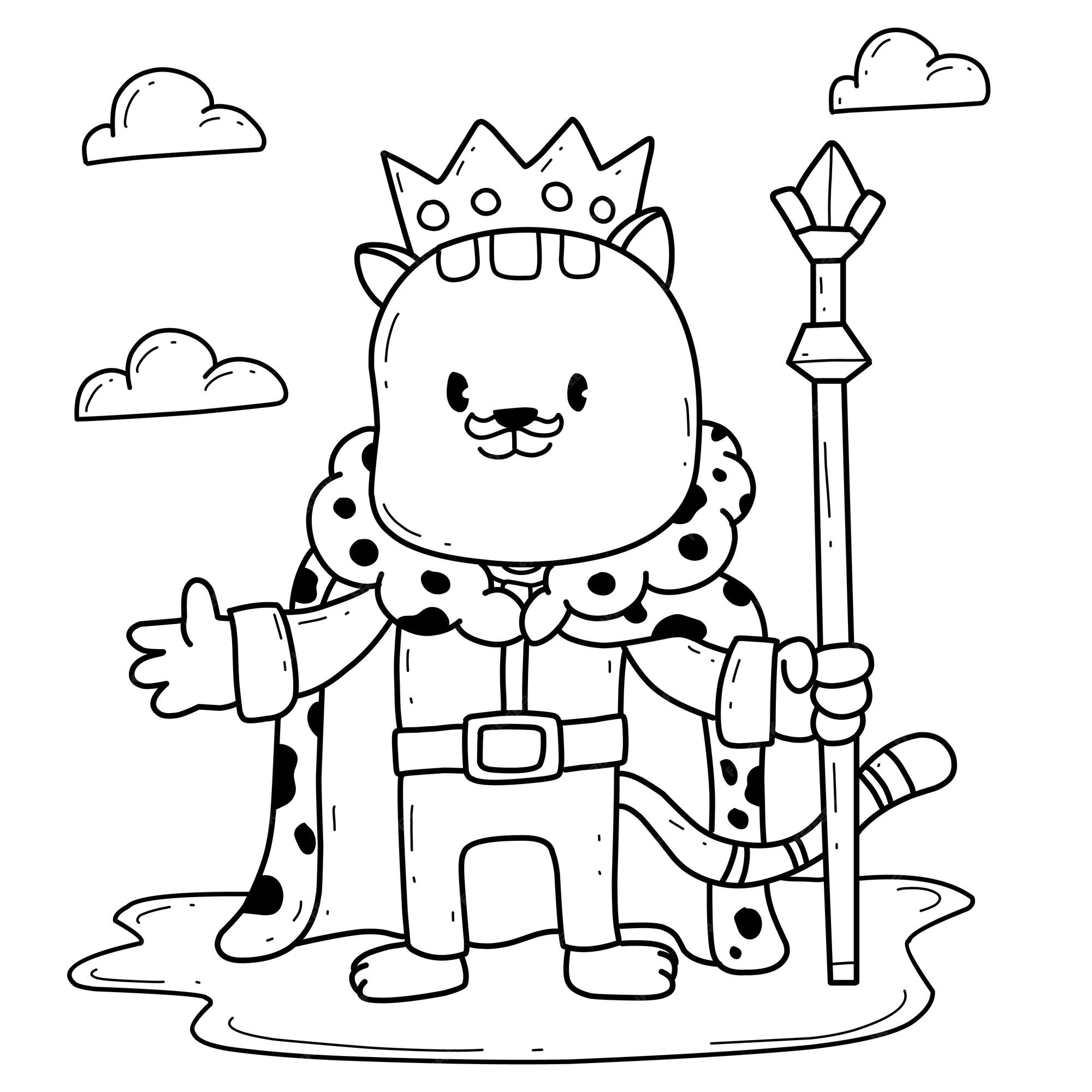 Premium vector animals coloring book alphabet isolated on white background vector cartoon cat king