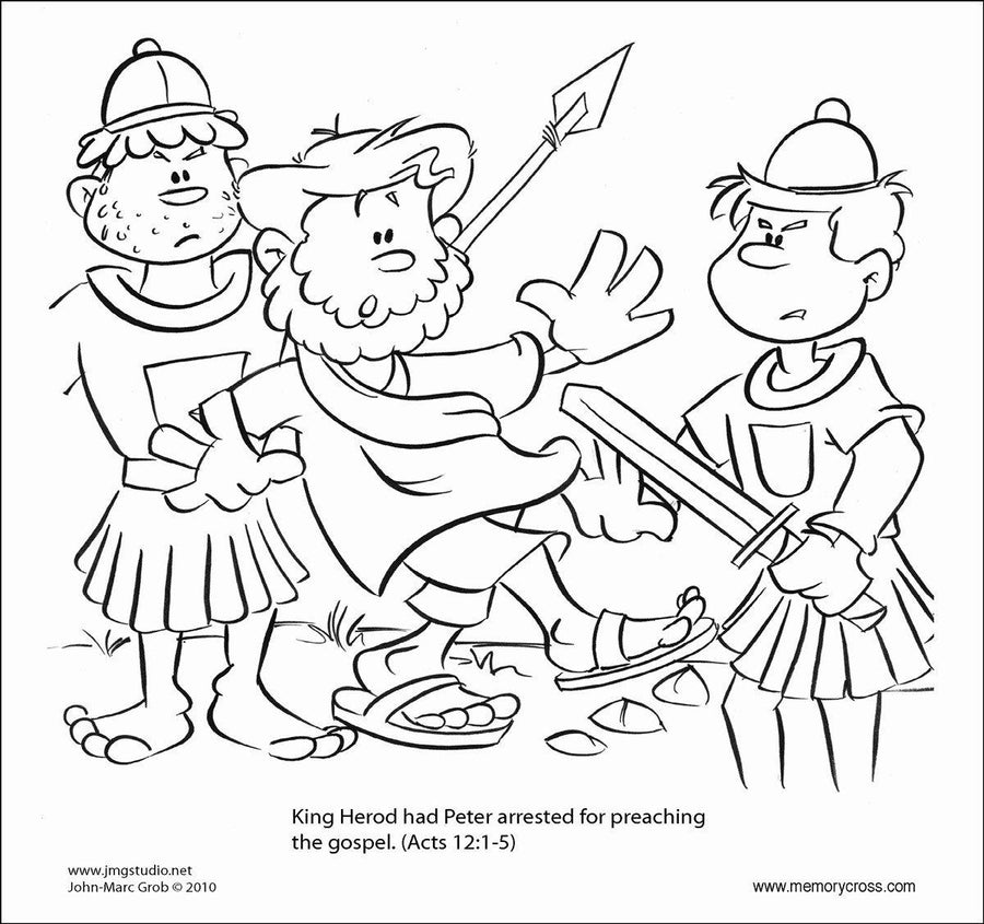 God frees peter from jail bible story coloring card by memory cross â