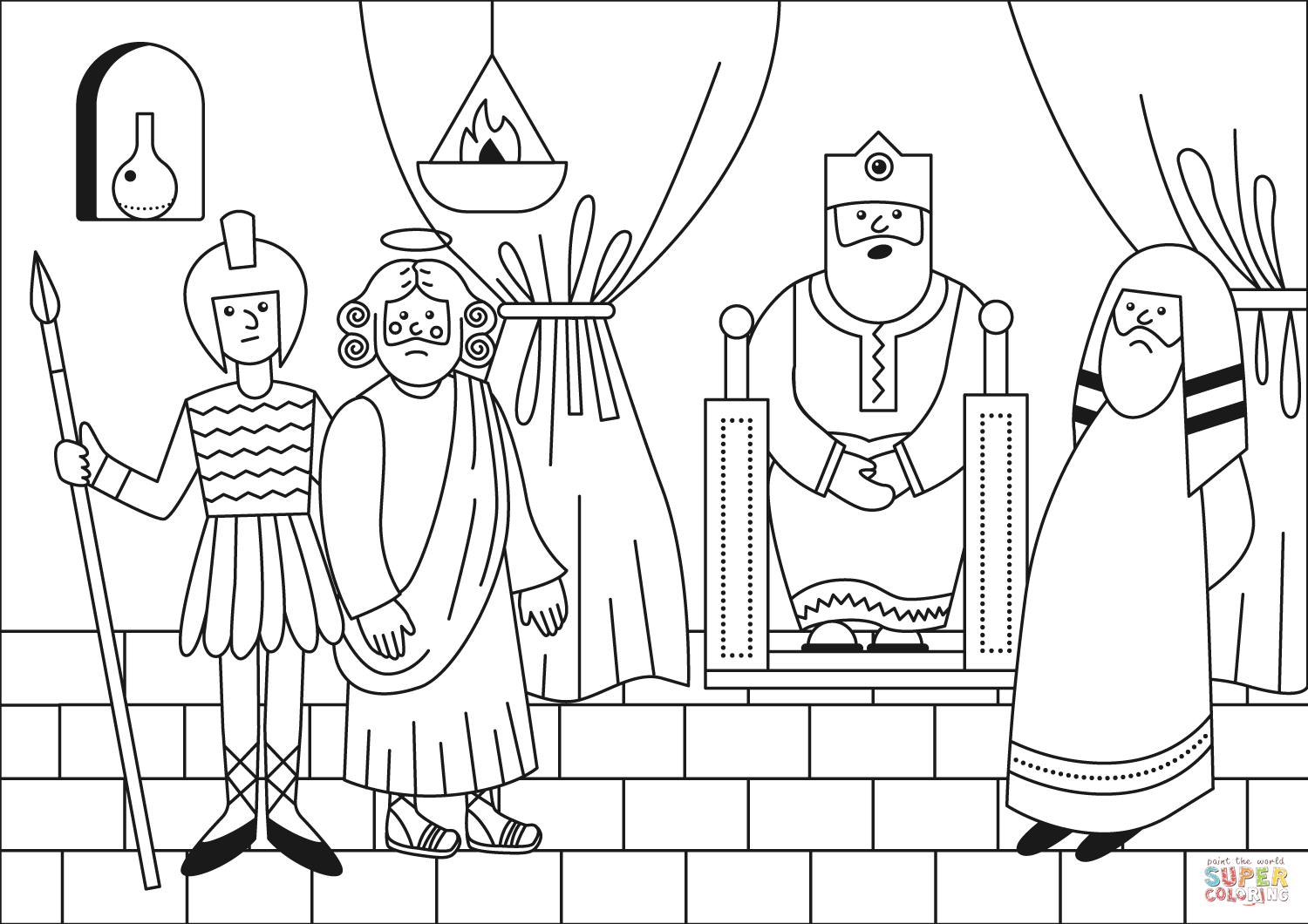 Jesus before herod coloring page free printable coloring pages