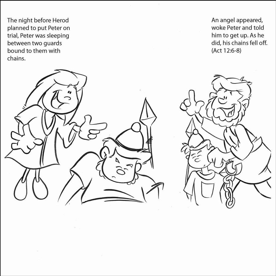 God frees peter from jail bible story coloring card by memory cross â