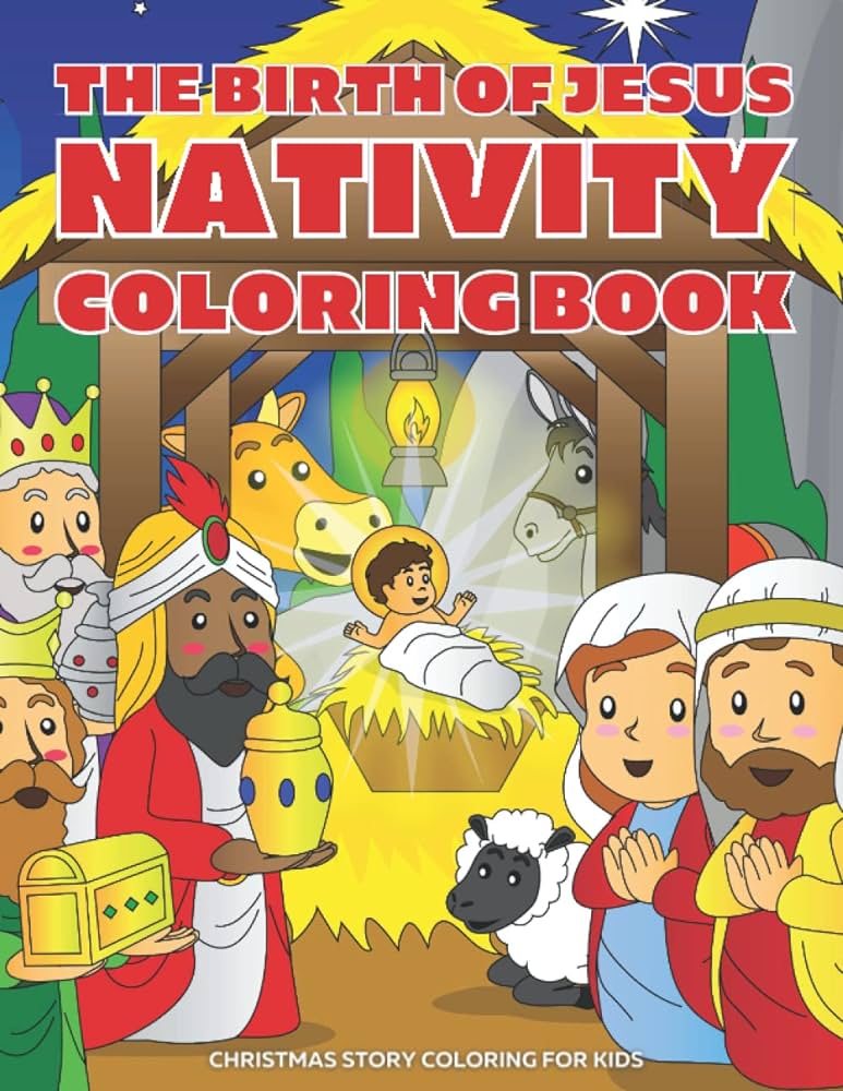 The birth of jesus nativity coloring book