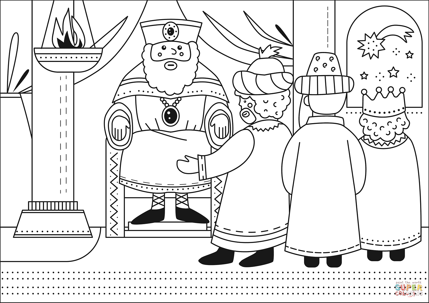 The three magi before herod coloring page free printable coloring pages