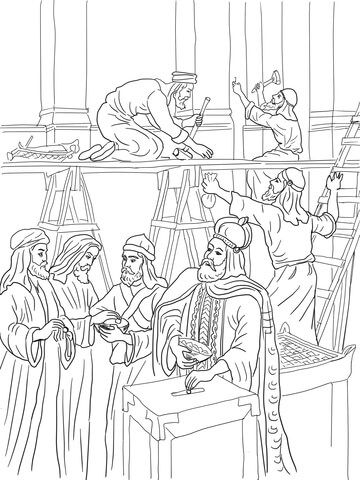 Joash repairs the temple coloring page from king joash category select from â sunday school coloring pages bible coloring pages bible verse coloring page