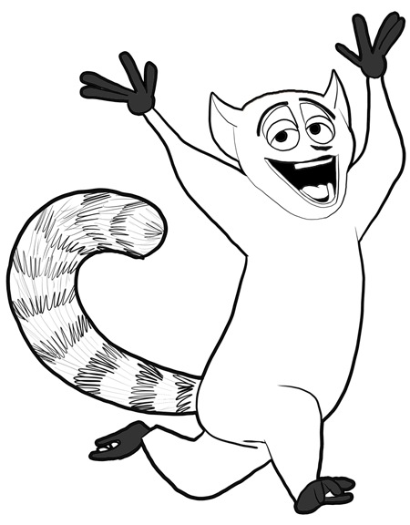 How to draw king julian from penguins of madagascar with easy steps