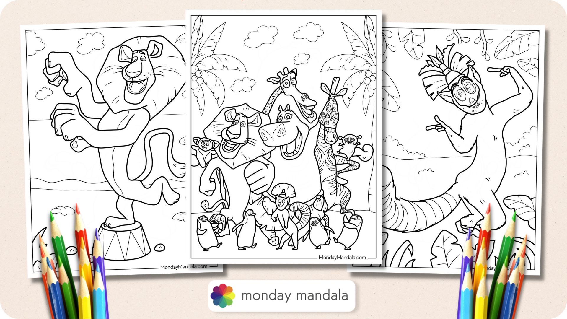 Madagascar coloring pages free pdf printables
