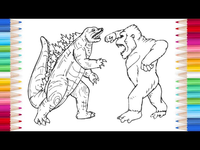 Godzilla vs king kong coloring pages godzilla coloring with stickers